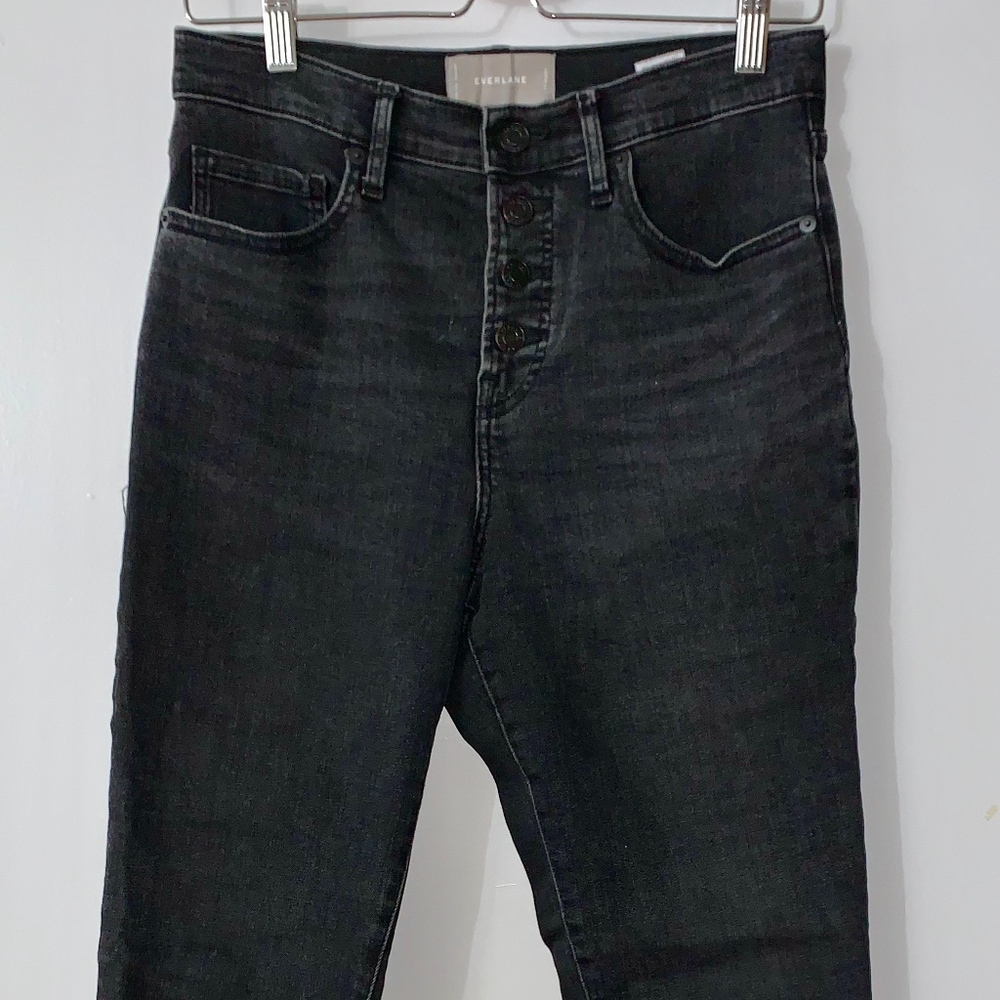 Everlane High Waist Button Fly Skinny Jeans Black